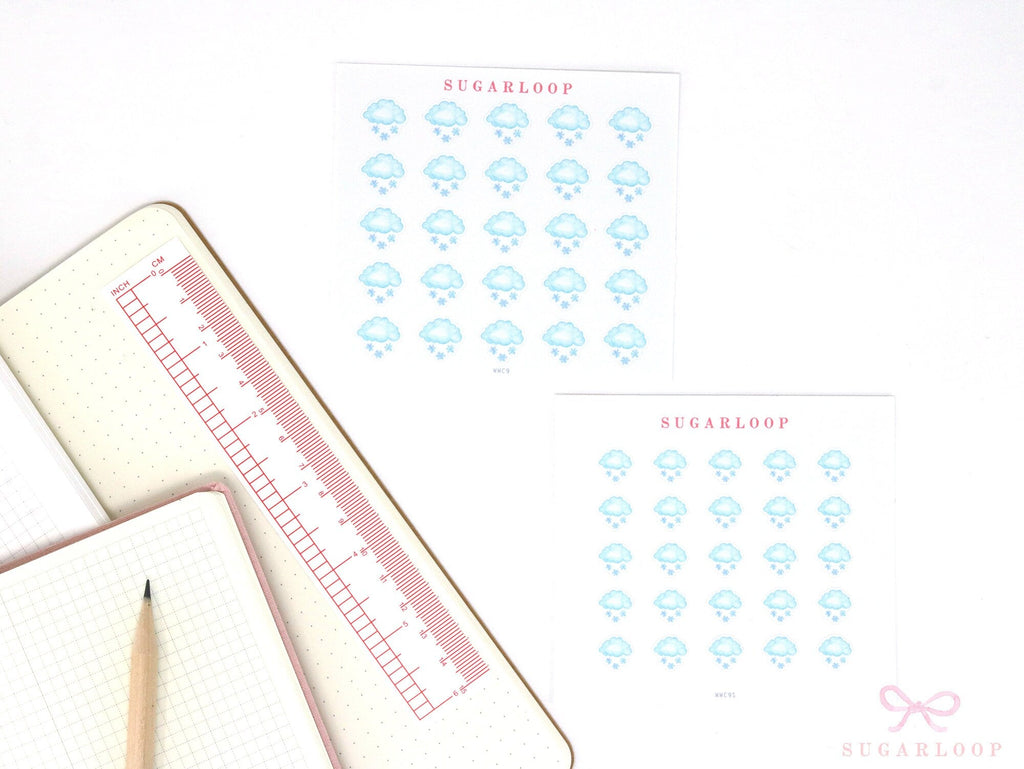 Snow Watercolor Weather Bujo Planner Stickers