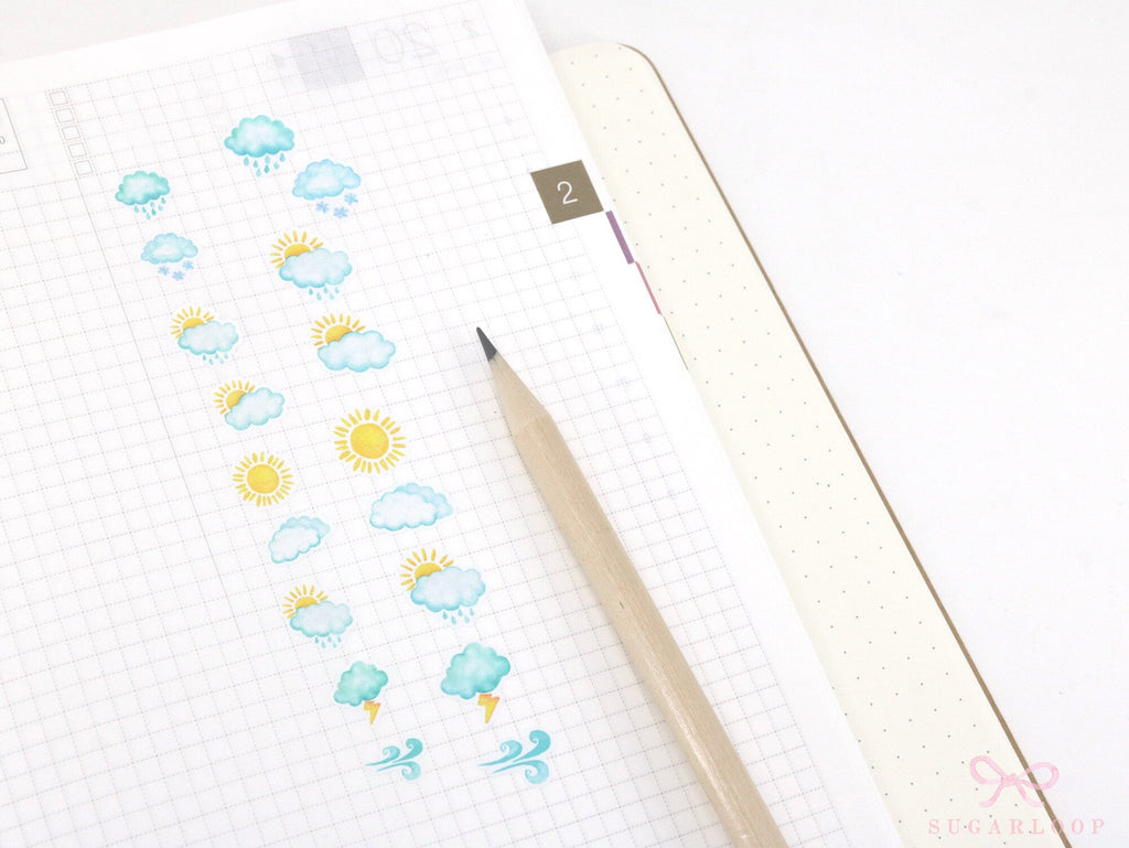 Snow Watercolor Weather Bujo Planner Stickers
