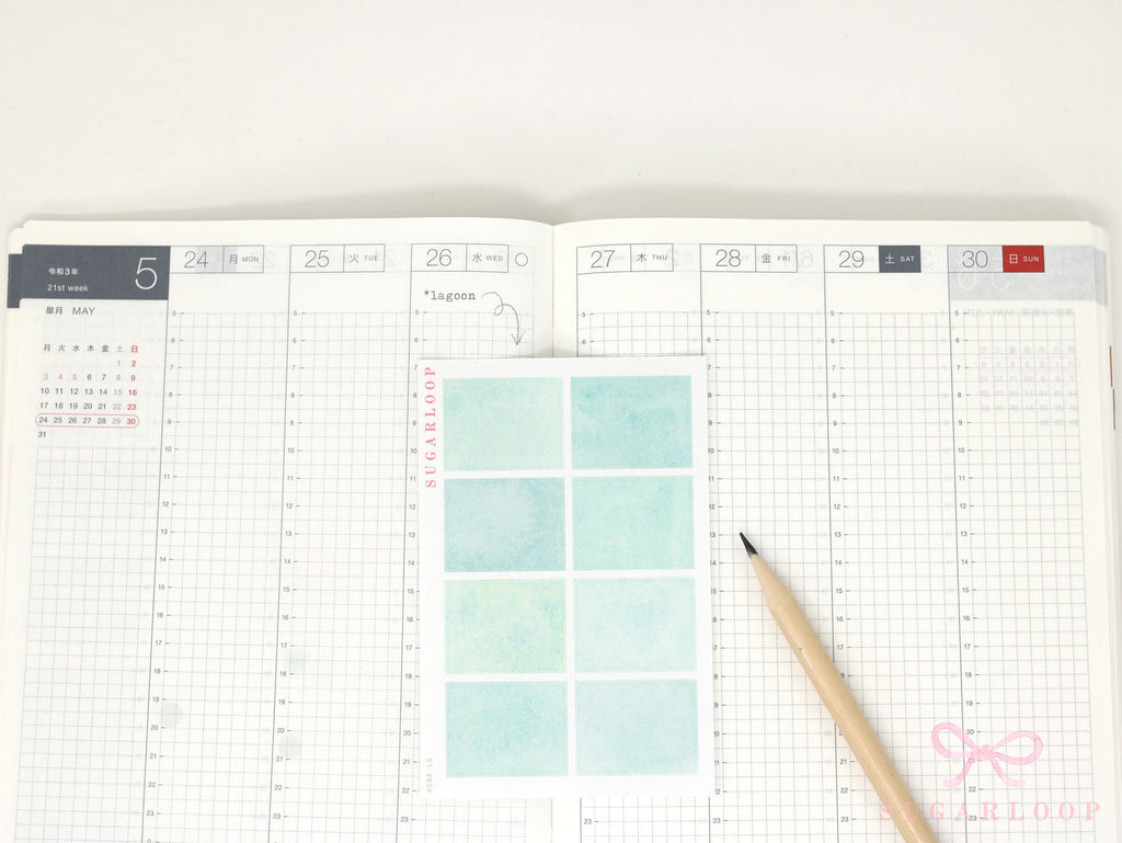 Hobonichi Cousin Three Hour Hourly Time Block Stickers: Weekly  Writable  Watercolor