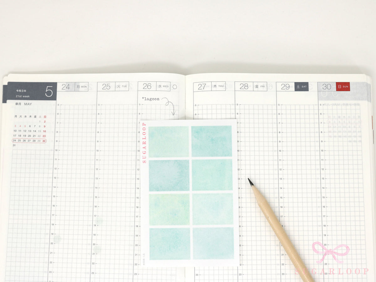 Hobonichi Cousin Three Hour Hourly Time Block Stickers: Weekly  Writable  Watercolor