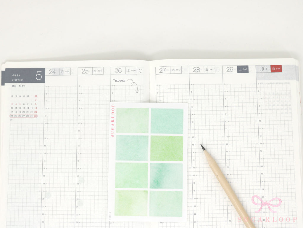 Hobonichi Cousin Three Hour Hourly Time Block Stickers: Weekly  Writable  Watercolor