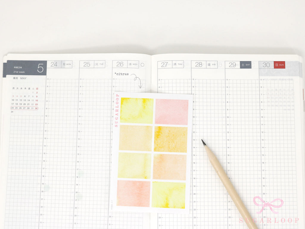 Hobonichi Cousin Three Hour Hourly Time Block Stickers: Weekly  Writable  Watercolor