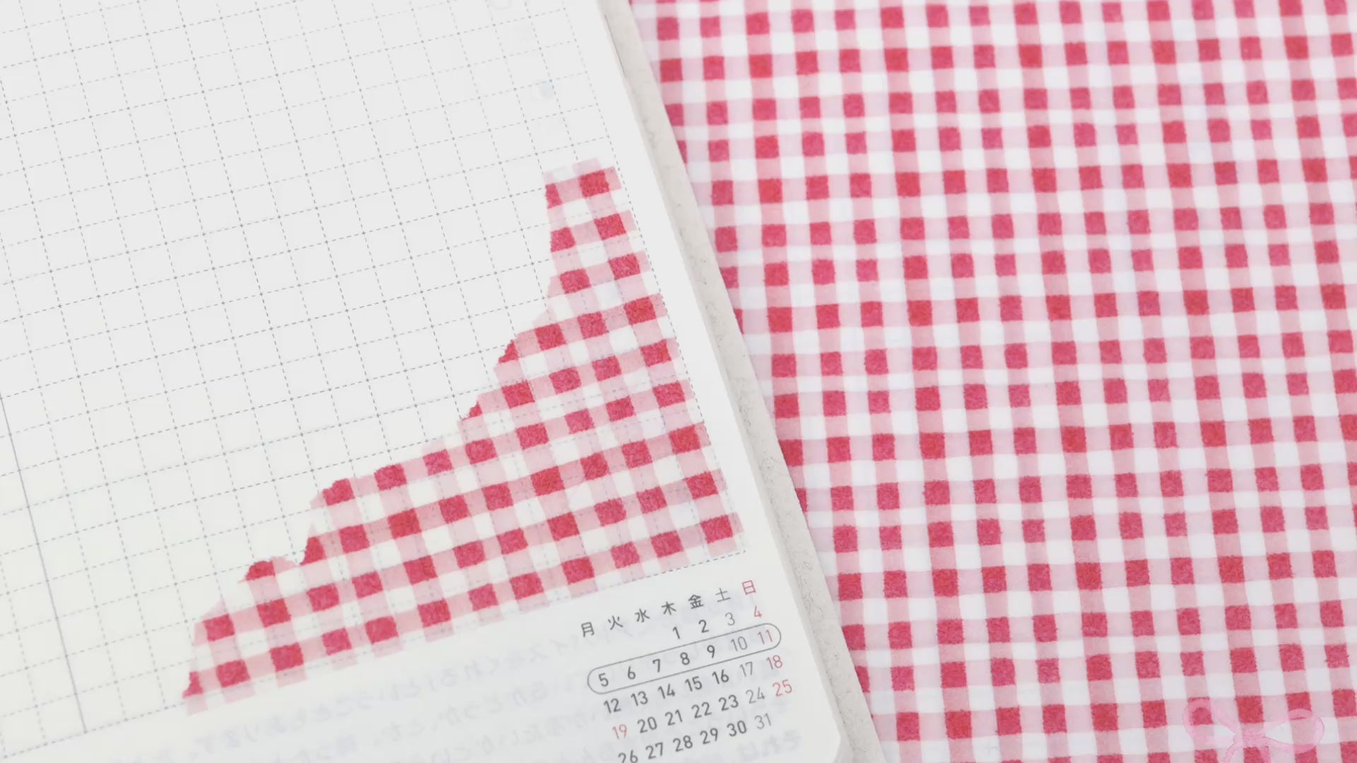 Washi Paper Printed Pattern Sheet for Planners and Journals: Red Gingham Plaid