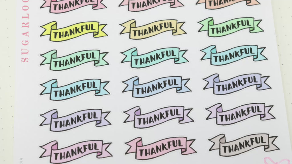 Thankful Header Stickers for Planners & Bujo Journals: Pastel