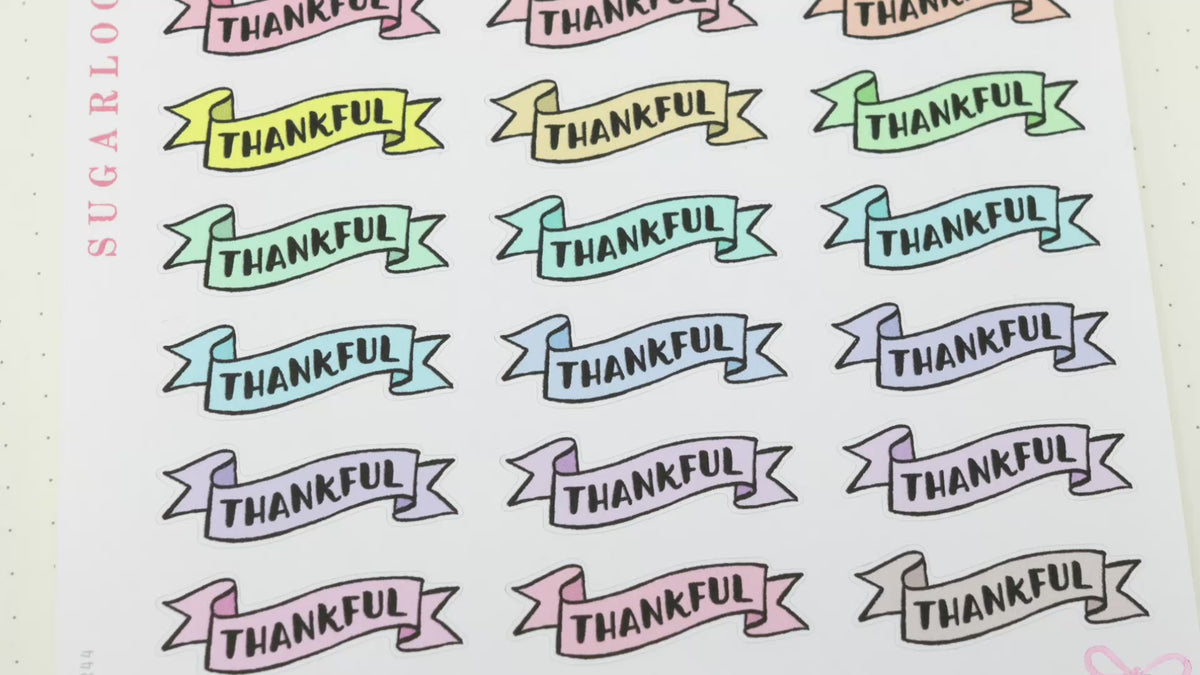Thankful Header Stickers for Planners & Bujo Journals: Pastel