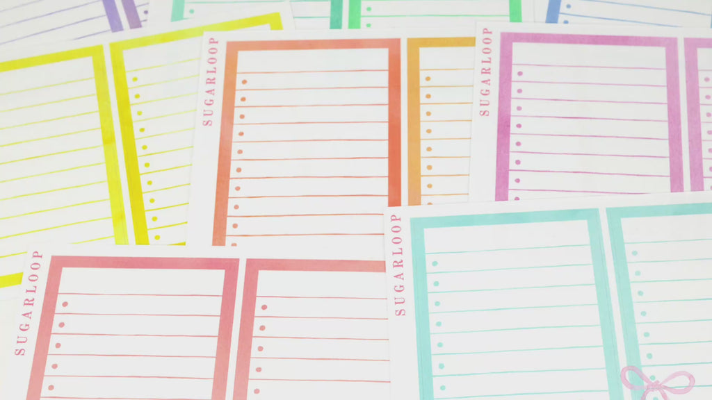 Large Watercolor Checklist Planner and Journal Stickers: Bullet Points, Tasks, Lists