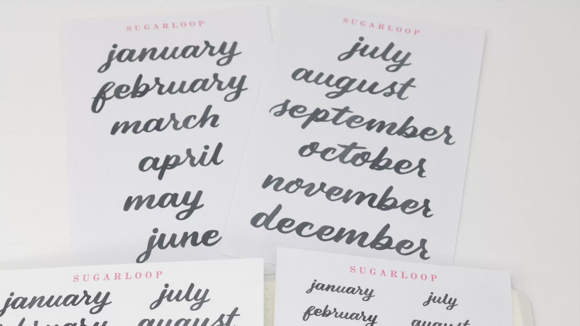 Ink Wash Handwritten Script Months of The Year Planner & Journal Stickers: DIY Diary & Calendar 1.5in (38mm) 2in (50 mm)
