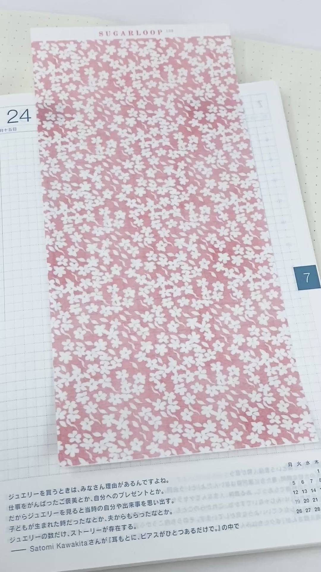 Washi Paper Deco Pattern Sheet for Planners and Journals: Sakura  Cherry Blossom  Watercolor